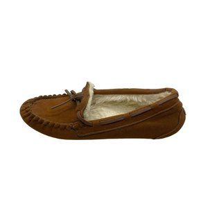 Shiekh Womens Brown Suede Comfort Slip On Flat Moccasin Slipper Shoes Size 7